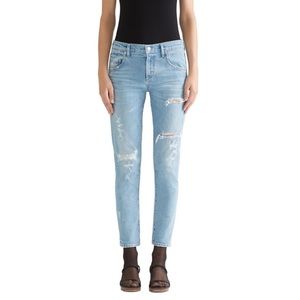 Agolde womens 30x26 light wash straight fit destroyed distress denim blue jeans